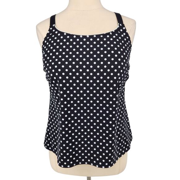 Lands’ End Polka Dot Tankini Top – Size 20W - Beach Swim Vacation - Picture 1 of 7